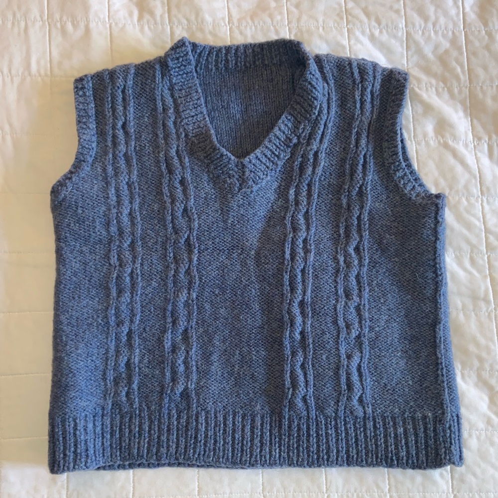 Blue hand knit sweater vest